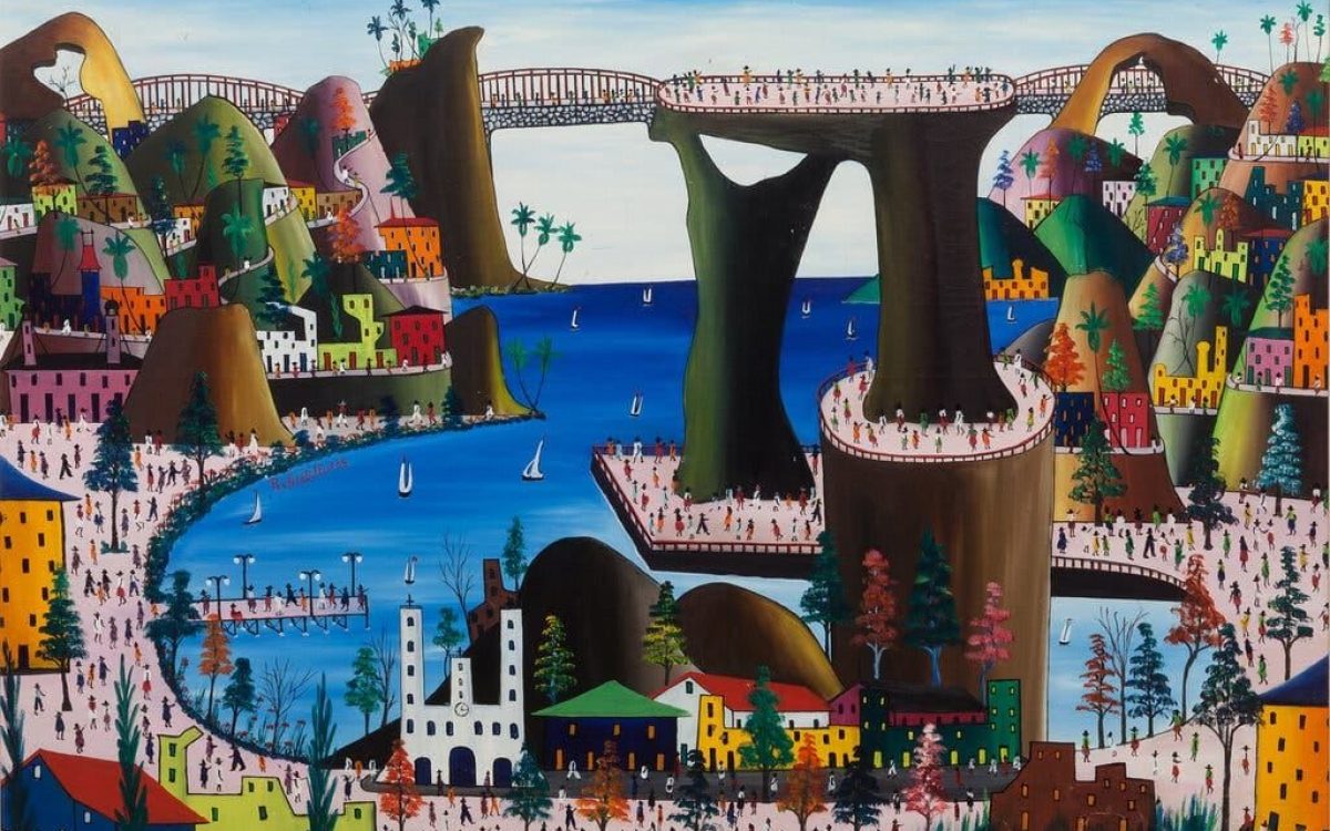 Préfète Duffaut, a Haitian artist featured in “Popular Painters and Other Visionaries” at El Museo del Barrio. “Harbor,  Vue de Jacmel Avec le Pont de Noël” (“View of Jacmel With the Noël Bridge”), from 1968, captures the seaport of Jacmel, where he lived and worked.