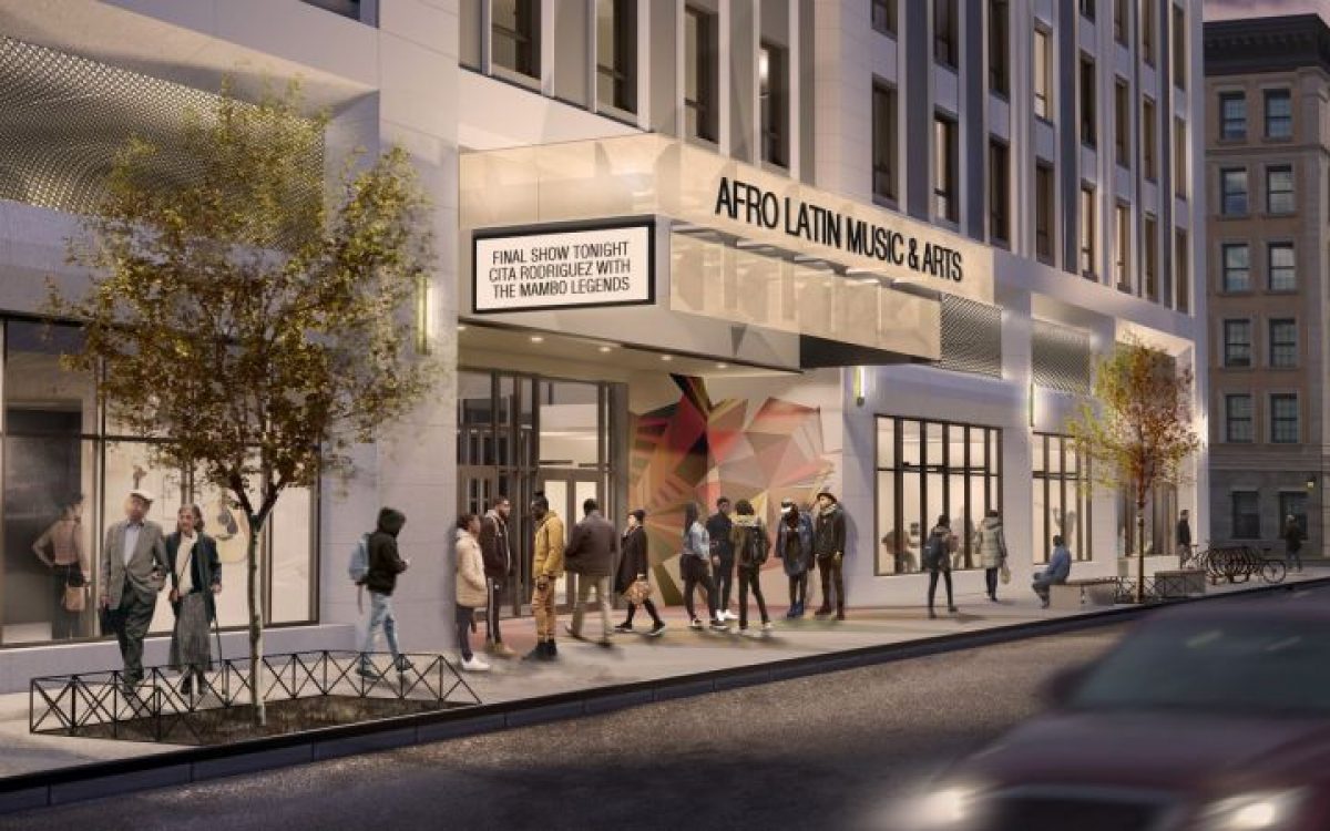 Rendering-illustrates-pedestrian-entryway-and-marquee-at-the-new-Afro-Latin-Music-and-Arts-ALMA-Center